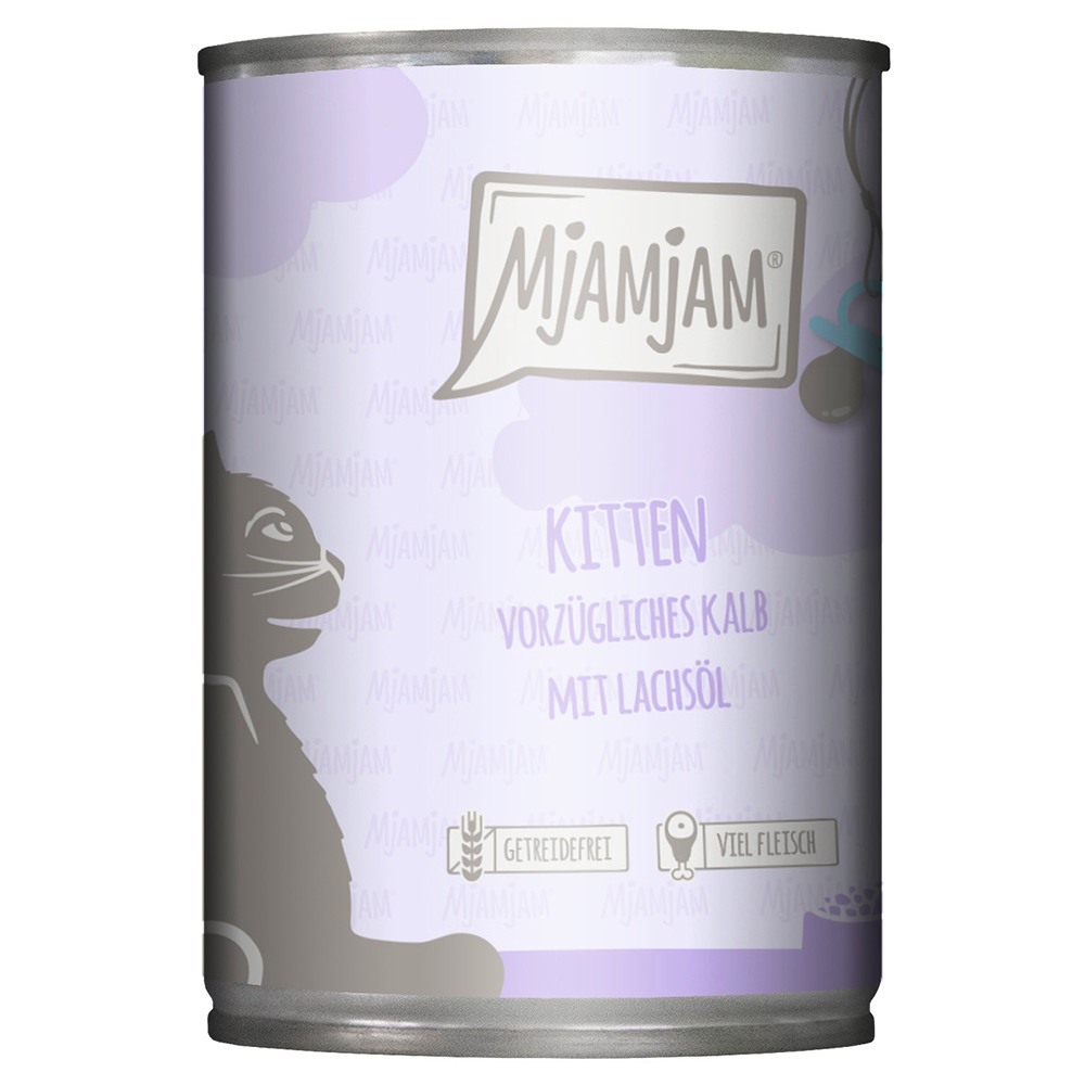 Sparpaket MjAMjAM Kitten 24 x 400 g - vorzügliches Kalb mit Lachsöl von MjAMjAM