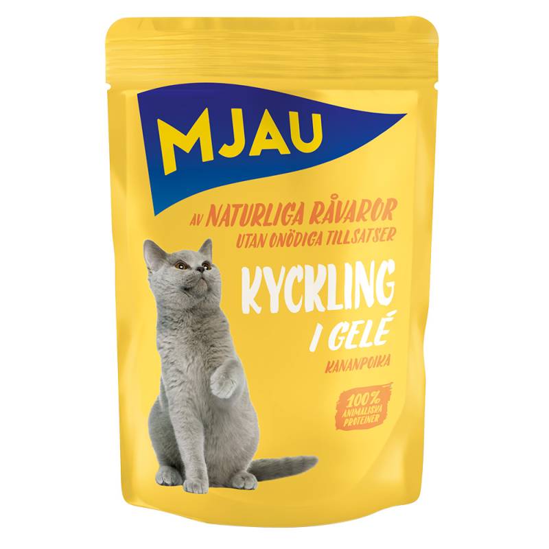 12 x 85 g / 48 x 85 g Mjau Cat Pouchs zum Sonderpreis! - 12 x 85 g Huhn in Gelee von Mjau