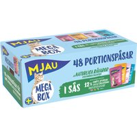 Mjau Multibox 48 x 85 g - Mix in Soße (Rind, Hühnchen, Forelle, Lachs) von Mjau