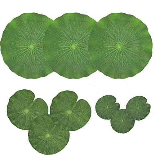 Mkcavne Set mit 9 künstlichen Moos, Lotusblätter, Tischdecken, Grüner Ornament, für Patio, Fisch, Teich, Pool, Aquarium, Garten, Party, Hochzeit von Mkcavne