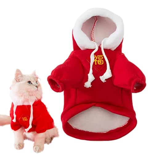 Mkiujhn Winter-Katzenkleidung | weiche Baumwolle und Polyester Welpenpullover | Sweatshirt für kaltes Wetter | warme kleine Hunde Kapuzen-Sweatshirts für große Katzen von Mkiujhn