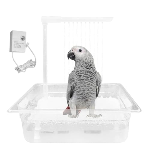 Papageienbadewanne, automatische Vogelbadewanne, kleine Papageienwanne, Mehrzweck Vogelbadewanne mit Wasserhähnen, mit USB und Netzstecker, für kleine Mittelsittiche Reinigungszubehör, Käfigzubehör von Mkiujhn