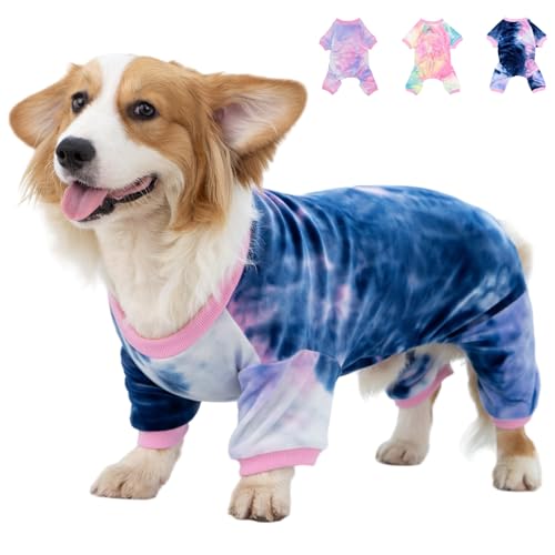 Mklhgty Batik-Hunde-Pyjama, Winterkleidung, weicher Schlafanzug für kleine Hunde, Jungen, Mädchen, Welpen, Weihnachten, bequemer Haustier-Jumpsuit, Katzen-Einteiler von Mklhgty