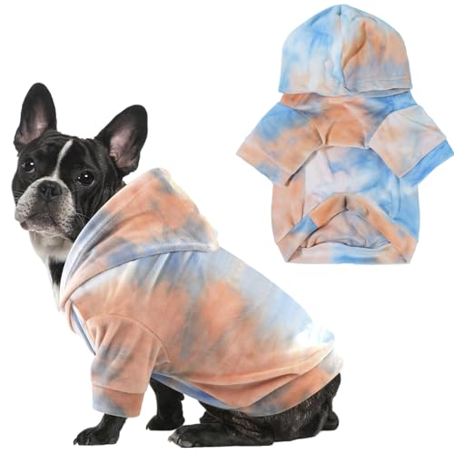 Mklhgty Hunde-Kapuzenpullover mit Batikfärbung, Welpenpullover, Sweatshirt, Kaltwettermantel, Haustierkleidung für Hund und Katze von Mklhgty