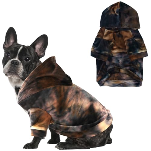 Mklhgty Hunde-Kapuzenpullover mit Batikfärbung, Welpenpullover, Sweatshirt, Kaltwettermantel, Haustierkleidung für Hund und Katze von Mklhgty