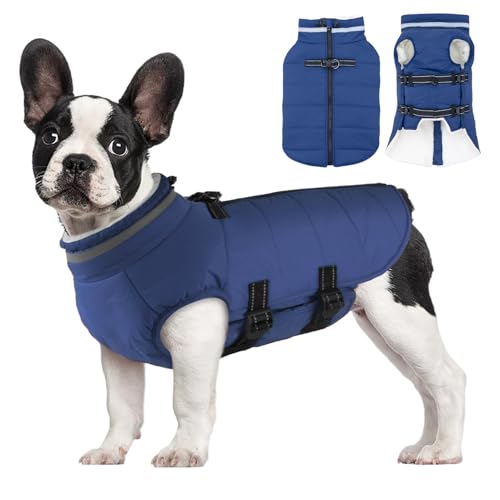 Mklhgty Hundemantel, warme Hundejacke mit integriertem Geschirr, Wintermantel für kaltes Wetter, wasserdicht, winddicht, mit Reißverschluss, Hundemäntel für kleine, mittelgroße und große Hunde von Mklhgty