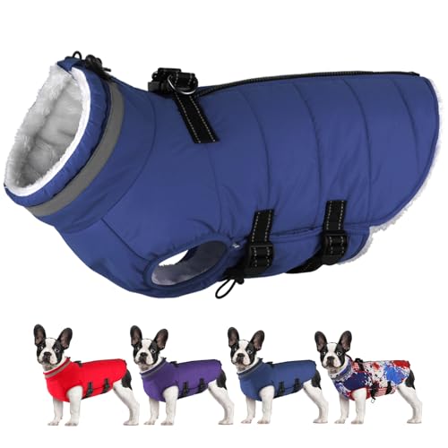 Mklhgty Hundemantel, warme Hundejacke mit integriertem Geschirr, Wintermantel für kaltes Wetter, wasserdicht, winddicht, mit Reißverschluss, Hundemäntel für kleine, mittelgroße und große Hunde von Mklhgty