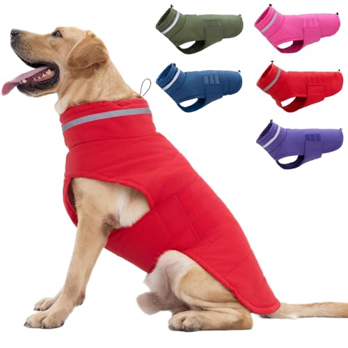 Mklhgty Hundemantel, wasserdichte Hundejacke, Wintermantel für kaltes Wetter, warme winddichte Hunde-Schneejacke, Kleidung, reflektierend, verstellbar, Rollkragen, Hundemäntel für kleine, mittelgroße von Mklhgty