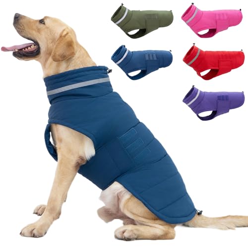 Mklhgty Hundemantel, wasserdichte Hundejacke, Wintermantel für kaltes Wetter, warme winddichte Hunde-Schneejacke, Kleidung, reflektierend, verstellbar, Rollkragen, Hundemäntel für kleine, mittelgroße von Mklhgty