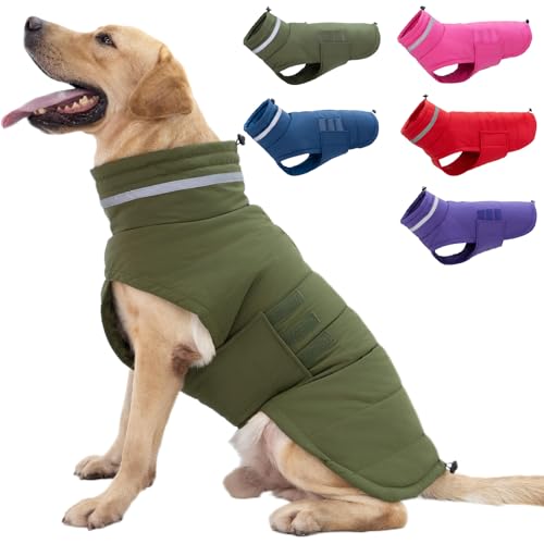 Mklhgty Hundemantel, wasserdichte Hundejacke, Wintermantel für kaltes Wetter, warme winddichte Hunde-Schneejacke, Kleidung, reflektierend, verstellbar, Rollkragen, Hundemäntel für kleine, mittelgroße von Mklhgty