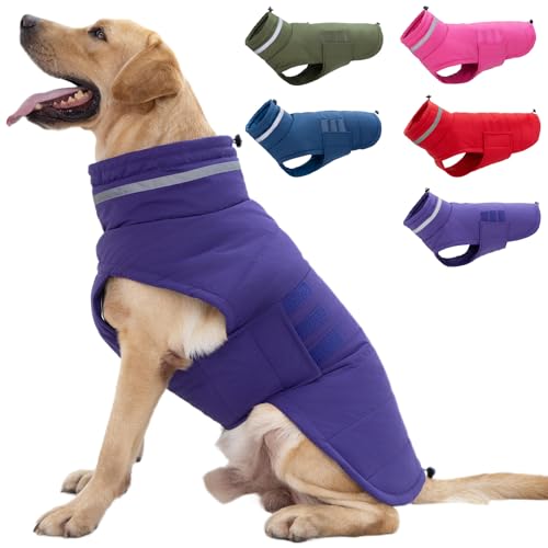 Mklhgty Hundemantel, wasserdichte Hundejacke, Wintermantel für kaltes Wetter, warme winddichte Hunde-Schneejacke, Kleidung, reflektierend, verstellbar, Rollkragen, Hundemäntel für kleine, mittelgroße von Mklhgty