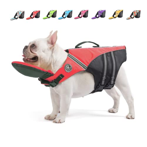 Mklhgty Hundeschwimmweste, reflektierende Hundeschwimmweste mit abnehmbarem Halsschwimmer und hohem Auftrieb zum Schwimmen und Bootfahren, Ripstop-Haustier-Sicherheits-Badeanzug, Rettungsgriff für von Mklhgty