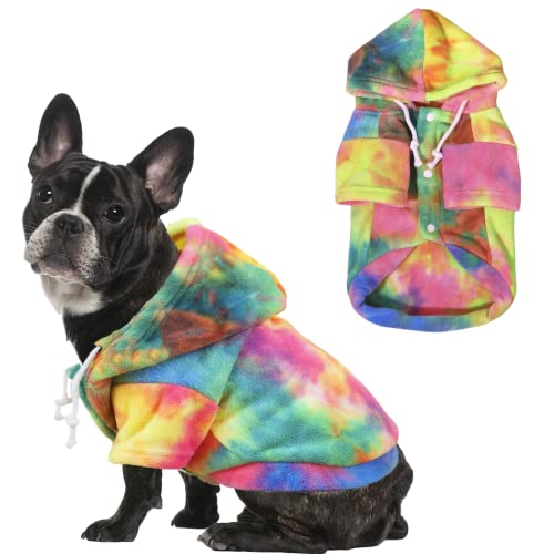 Mklhgty Tie Dye Dog Clothes Hoodie, Haustier Wintermantel, Welpen Sweatshirts für kleine Hunde Junge Mädchen von Mklhgty