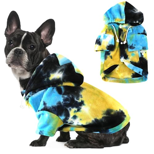 Mklhgty Batik-Hunde-Kapuzenpullover, Wintermantel für kleine Hunde, ultraweiche, verstellbare warme Kapuze, atmungsaktiver Komfortstoff für den täglichen Gebrauch von Mklhgty