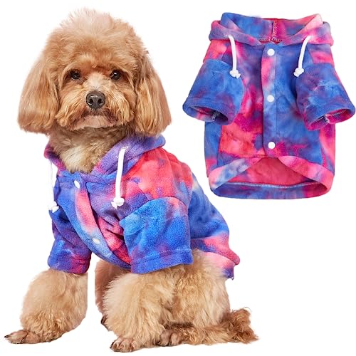 Mklhgty Tie Dye Hundekleidung Hoodie Haustier Wintermantel Welpen Sweatshirts für kleine Hunde Junge Mädchen von Mklhgty