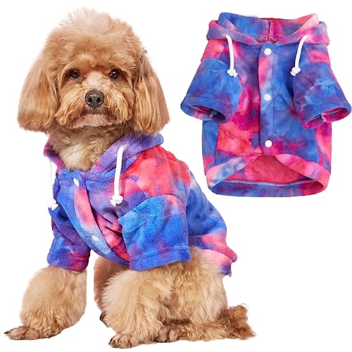 Mklhgty Tie Dye Hundekleidung Hoodie Haustier Wintermantel Welpen Sweatshirts Kleidung für kleine Hunde Junge Mädchen von Mklhgty