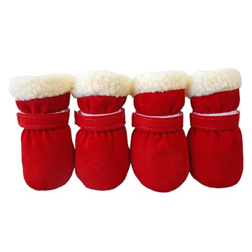 Mllepjdh 4 dicke, warme Winterschuhe für Hunde, lässig, Spazierengehen, Schneeschuhe für kleine Hunde, Welpen, Outdoor-Hundeschuhe von Mllepjdh