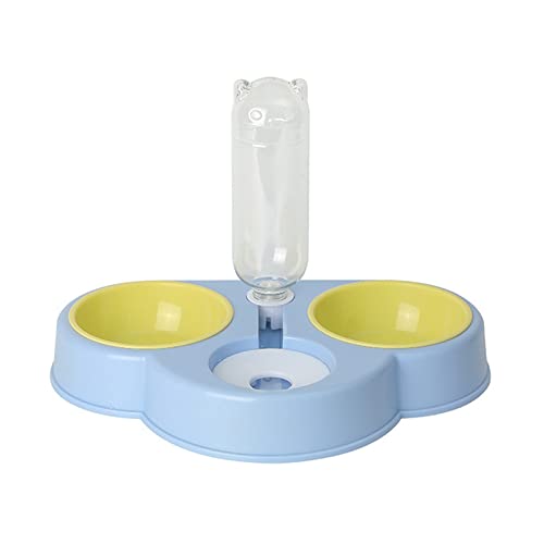 Mllepjdh Erhöhter Futternapf, erhöhter Futternapf, mit auslaufsicherem automatischem Wasserspender, Anti-Split, 3 Farben, automatischer Futternapf, Hund, Blau von Mllepjdh