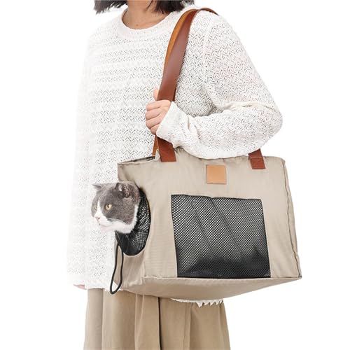 Mllepjdh Große Katzen Schultertasche Tragetasche für Katzen Haustier Walking Outdoor Reisen für Katzen Sightseeing Tasche Outdoor Reise Designs, Khaki von Mllepjdh