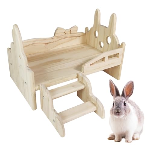 Mllepjdh Hamsterkäfig-Bett für kleine Haustiere mit Treppe, Holzplattform, Eckplattform, Spielzeugkäfig, Dekoration, Kleintiere, Hausbett für kleine Haustiere von Mllepjdh