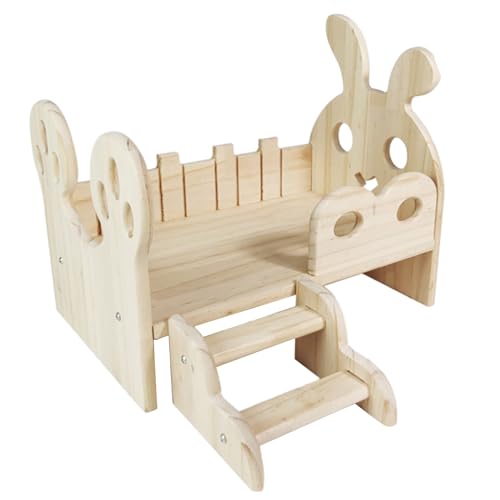 Mllepjdh Hamsterkäfig-Bett für kleine Haustiere mit Treppe, Holzplattform, Eckplattform, Spielzeugkäfig, Dekoration, Kleintiere, Hausbett für kleine Haustiere von Mllepjdh