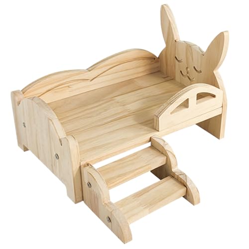 Mllepjdh Hamsterkäfig-Bett für kleine Haustiere mit Treppe, Holzplattform, Eckplattform, Spielzeugkäfig, Dekoration, Kleintiere, Hausbett für kleine Haustiere von Mllepjdh