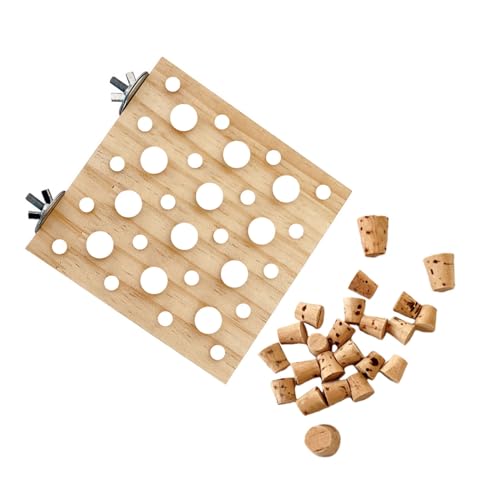 Mllepjdh Holzblock Vogelpickspielzeug Vogelschleifen Korkspielzeug Stehstangen für kleine große Vogelkäfige Plattform Futtersuche Spielzeug Vogel Puzzle Spielzeug für Futtersuche von Mllepjdh