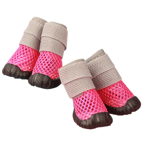 Mllepjdh Hundeschuhe für Outdoor-Aktivitäten, rutschfest, für heißes Wetter, atmungsaktiv, ausgehöhlt, für Laufen, Spazierengehen, 4 Stück von Mllepjdh