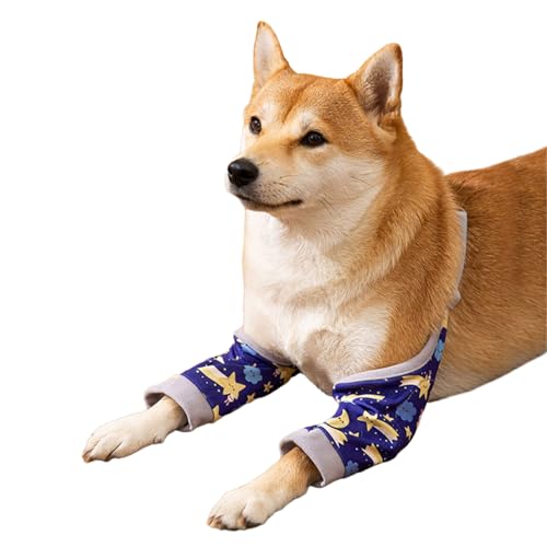 Mllepjdh Print Dog Chirurgische Genesungsmanschette Welpe Ellenbogen Knie Gepolsterte Unterstützung Wunde Ellenbogen Bandage Haustier Gelenk Kniepflege Versorgung Hund Sleeve für Vorderbeine von Mllepjdh