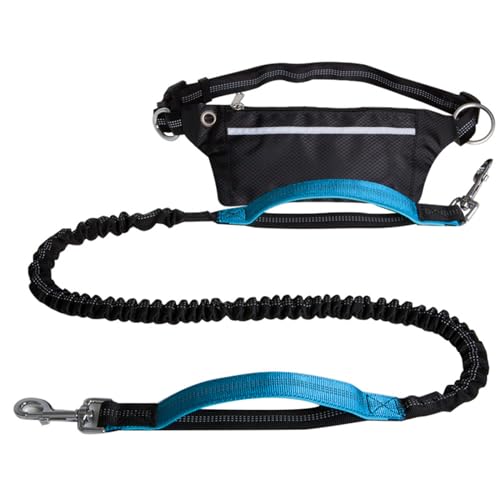 Sport-Hüfttasche, lange Leine für Hunde, multifunktionale Leine, Outdoor-Sport, reflektierende Hüfttasche für Training, Wandern, Hundeleine für kleine Hunde, Azurite blue suit von Mllepjdh