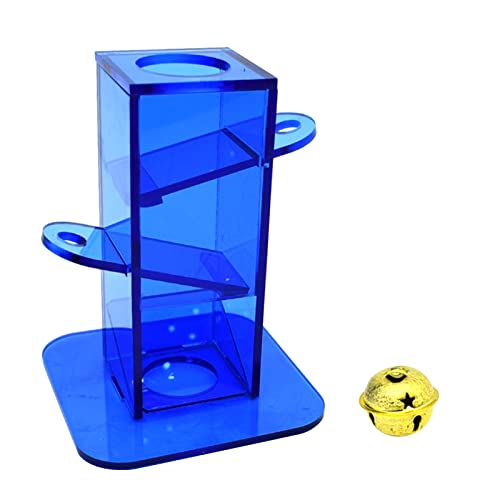 Vogelfutter-Spielzeug, transparente blaue Acryl-Box mit goldfarbenem Metall, verbessert die Intelligenz für Papageien, Nymphensittiche, Sittiche, Vogelfutterstation, Spielzeug, Futterbox für Sittiche, von Mllepjdh