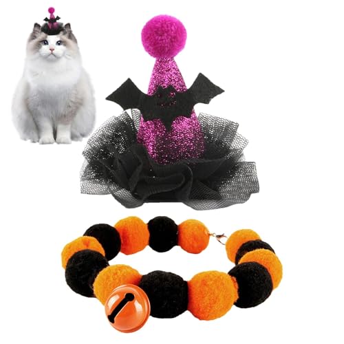 Mlllokfki Halloween-Kostüme für Katzen, Halloween-Hut für Katzen | elastische Urlaubskostüme, lustiges und bequemes Kopfzubehör, bunte Katzenkostüme für von Mlllokfki