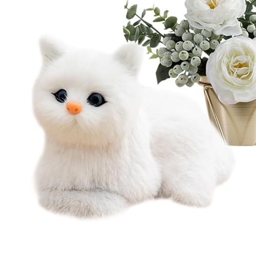 Mlllokfki Small Cat Sculpture, Cat Collectible Figurine, Tiny Cat Ornament, Cat Plush Stuffed Toy 7.09in, Cute Cat Doll Toys with Meows Sounds Photo Props Home Car Decorative Figure for Tabletop von Mlllokfki