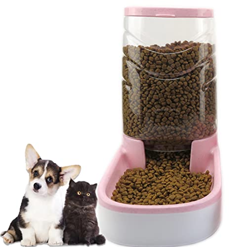 Automatischer Futterspender für Katzen, Schwerkraft, für Haustiere, 3,5 l, selbstdosierend, für kleine und mittelgroße Haustiere, großes Fassungsvermögen (Rosa) von Mltao