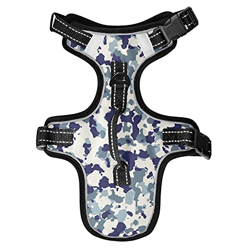 Hundegeschirr Blau und Weiß Camouflage No Pull Reflektierende Verstellbare Hundeweste Geschirre mit 2 Leinenclips und Easy Control Griff für Kleine Mittlere Hunde Katzen M von Mnsruu