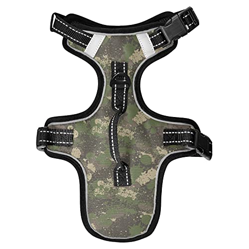 Hundegeschirr Splash Camouflage No Pull Reflektierende Verstellbare Hundeweste Geschirre mit 2 Leinenclips und Easy Control Griff für Kleine Mittlere Hunde Katzen M von Mnsruu