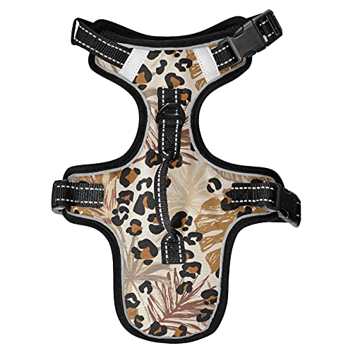 Hundegeschirr Tropische Blätter Leopard No Pull Reflektierende Verstellbare Hundeweste Geschirre mit 2 Leinenclips und Easy Control Griff für Kleine Mittlere Hunde Katzen S von Mnsruu