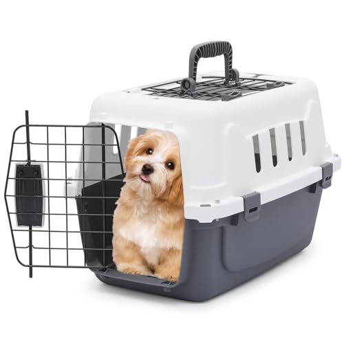 MoNiBloom 45,7 cm 2 Türen Top Loading Cat Carrier Plastic Dog Box Hardside Dog Travel Carrier for Small Dogs and Cats,Ventilation and Security Lock Design for Pets up to 4.5 kg von MoNiBloom