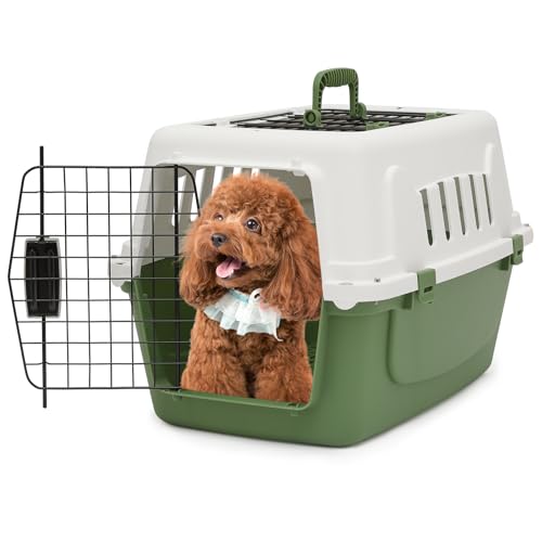 MoNiBloom 55,9 cm Hundebox Kunststoff 2-Türer Top-Loading Katzentragetasche, harte Seite Hund Reise Tragetasche für kleine Hunde und Katzen, Belüftung und Sicherheitsschloss Design für Haustiere bis von MoNiBloom