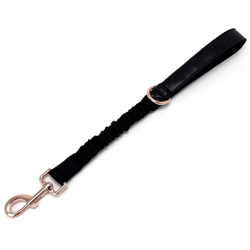 Kurze Hundeleine, bequem, weiches Nylon, Bungee-Widerstand, elastisch, kurze Leine für große und mittelgroße Hunde, Schwarz, 45,7 cm - 61 cm von MoTaity