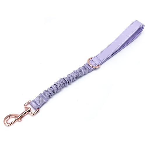 Kurze Hundeleine, bequem, weiches Nylon, Bungee-Widerstand, elastisch, kurze Leine für große und mittelgroße Hunde, Violett, 45,7 - 61 cm von MoTaity