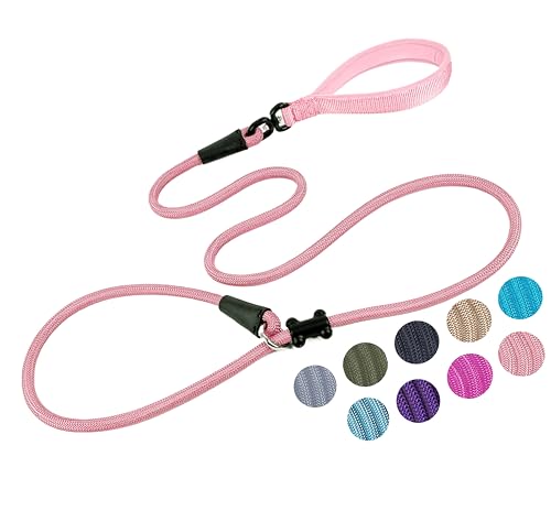 Retrieverleine, 1,8 m, starkes Nylonseil, Anti-Erstickung, Zug- und Trainingsleine für kleine, mittelgroße und große Hunde, Rosa, 1,27 cm × 1,8 m von MoTaity