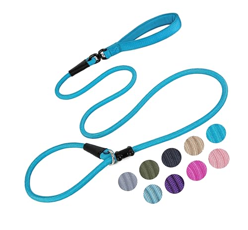 Retrieverleine, 1,8 m, starkes Nylonseil, Anti-Erstickung, Zug- und Trainingsleine für kleine, mittelgroße und große Hunde (blau, 1,27 cm × 1,8 m) von MoTaity