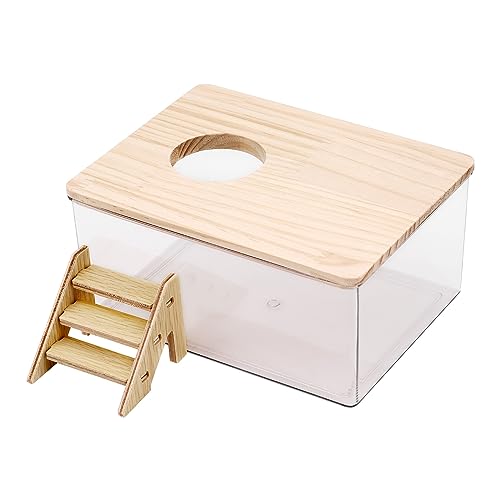 MoYouno Hamster Sandbad, Sandbad Container Toilette,transparente Hamster Badebox-mit Leiter,für Mäuse, Lemminge, Lemminge, Heimtierbedarf (Rechteck) von MoYouno