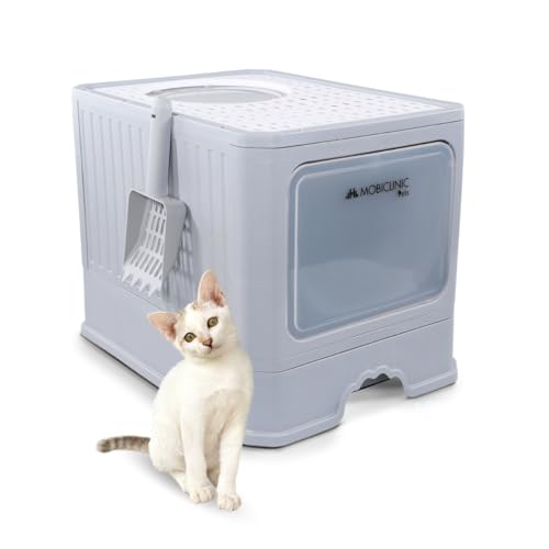 Mobiclinic® Pets, Katzentoilette mit Deckel, Katzenklo Schublade, Inklusive Schaufel, CatBox, Doppelter Front und Oberzugang mit Deckel, Oberes Gitter, Elegantes Design, Demontierbar von Mobiclinic