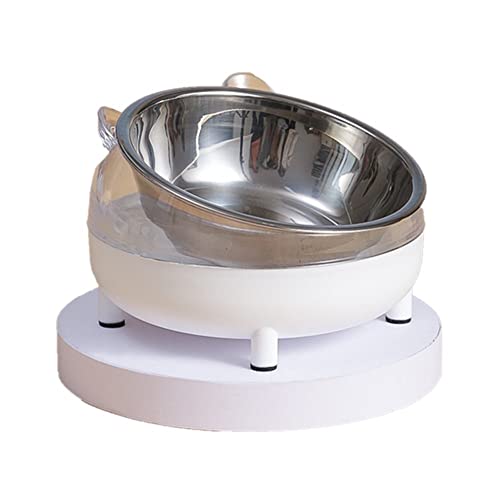 Mochalight Katzenfutternapf Mehrzweck-Anti-Rutsch-Abnehmbares Design Pet Feeder Wasserspender Container Pet Supplies Vierbeinige Katzennapf weiß mit Stahlschale von Mochalight