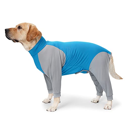 Mochalight Pet Dog Recovery Suit Kleidung Anti-Lecken Npostoperative Langarm-Pyjamas verhindern Haarausfall blau und grau XS von Mochalight