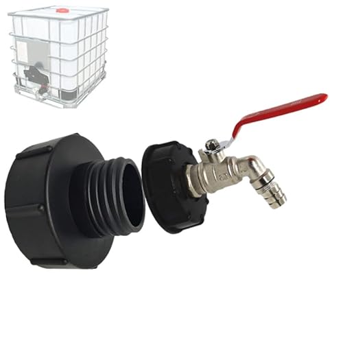 Mocoli IBC Auslaufhahn, IBC Tankadapter Wassertank S100x8 / S60X6 Grobgewinde-3/4 Gartenschlauch Schlauchanschluss Hahn Zubehör für IBC Container 1000L, Regenwassertank Auslauf Verbinder von Mocoli