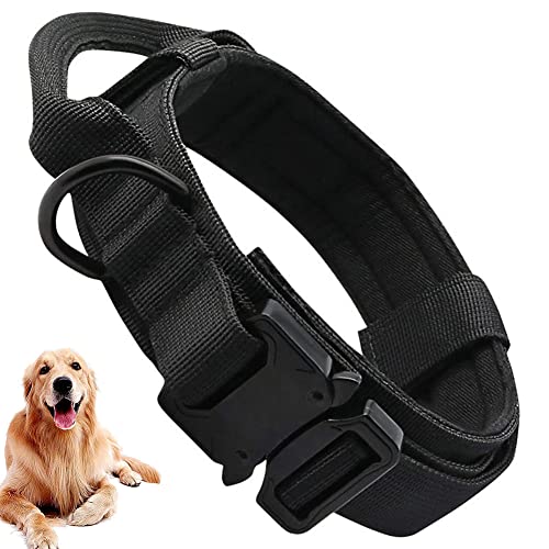 Verstellbares Hundehalsband, Hundehalsband mit Steuergriff und Robuster Metallschnalle für mittelgroße Hunde, Taktisches Hundehalsband breit 3,8cm, Halsband K9 Trainingsnylon (L(42-54CM)) von Mocoli