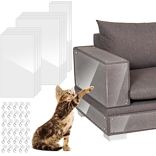 modacraft 12 Stück Katzen Kratzschutz Selbstklebend mit 60 Schrauben für Sofa Wand Tür und Möbel, Transparent Kratzschutz Möbelschutz Anti Kratz Folie für Katzen Kratzfolie Cat Couch Protector von modacraft